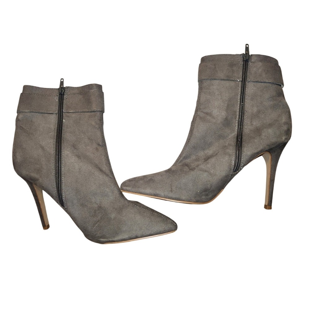 Forever 21 Womens Grey‎ Faux Suede Pointed Toe Stiletto Ankle Boots 10Bohemian